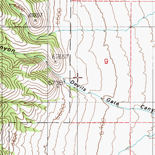 Topographic Map of Devils Gate Canyon, NV