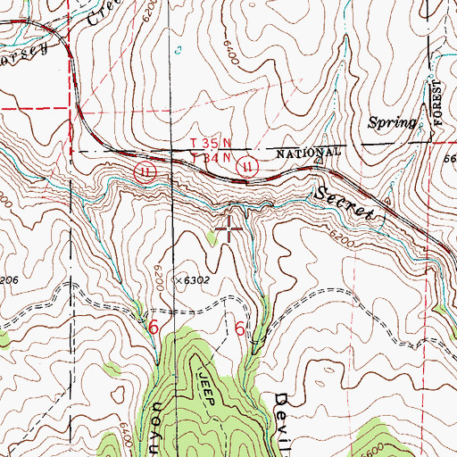 Topographic Map of Devils Slide Canyon, NV