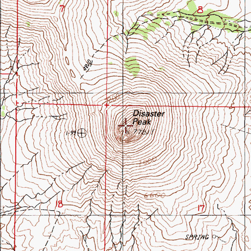 Topographic Map of Disaster Peak, NV