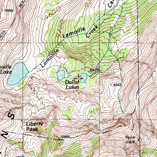 Topographic Map of Dollar Lakes, NV