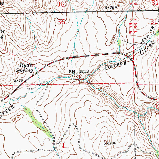 Topographic Map of Dorsey Creek, NV