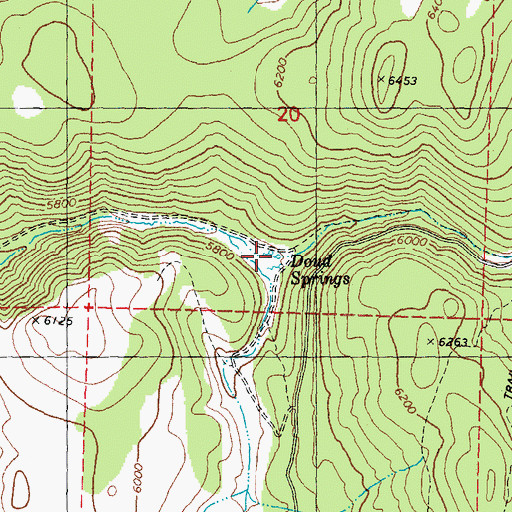 Topographic Map of Doud Springs, NV