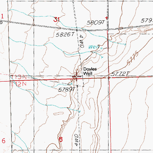 Topographic Map of Doyles Well, NV