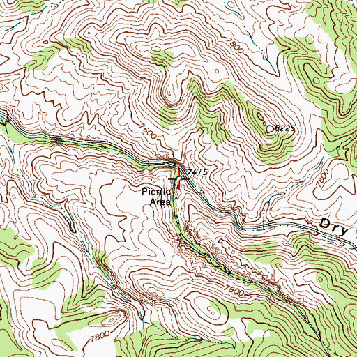 Topographic Map of Dry Canyon, NV