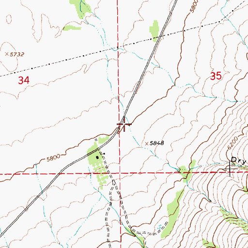 Topographic Map of Dry Canyon, NV
