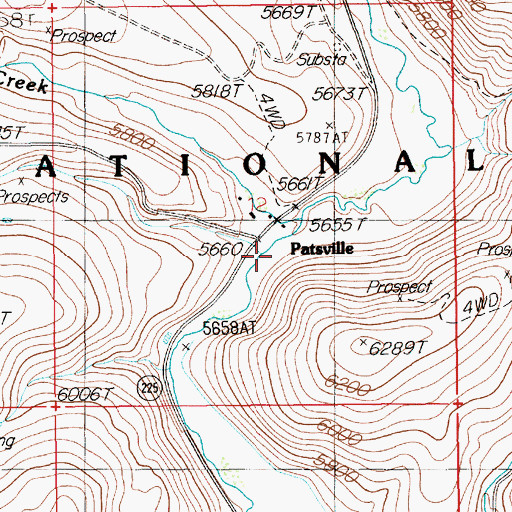 Topographic Map of Dry Creek, NV