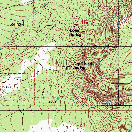 Topographic Map of Dry Creek Spring, NV