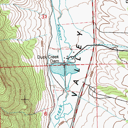 Topographic Map of Duck Creek Dam, NV