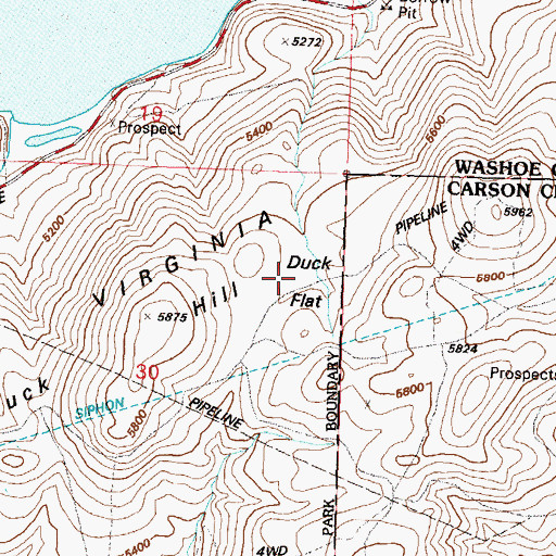 Topographic Map of Duck Flat, NV