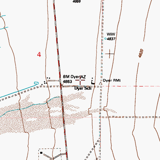 Topographic Map of Dyer Elementary School, NV