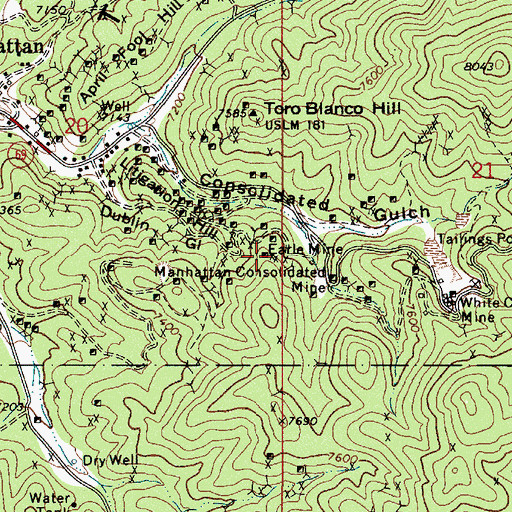 Topographic Map of Earle Mine, NV