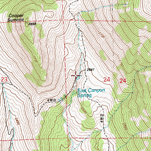 Topographic Map of East Canyon Spring, NV