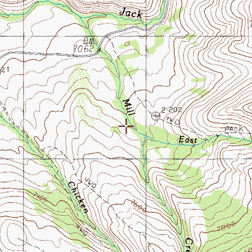 Topographic Map of East Fork Mill Creek, NV