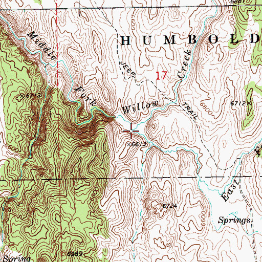Topographic Map of East Fork Willow Creek, NV