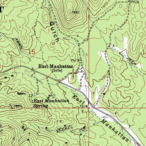 Topographic Map of East Manhattan, NV