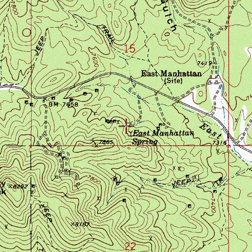 Topographic Map of East Manhattan Spring, NV