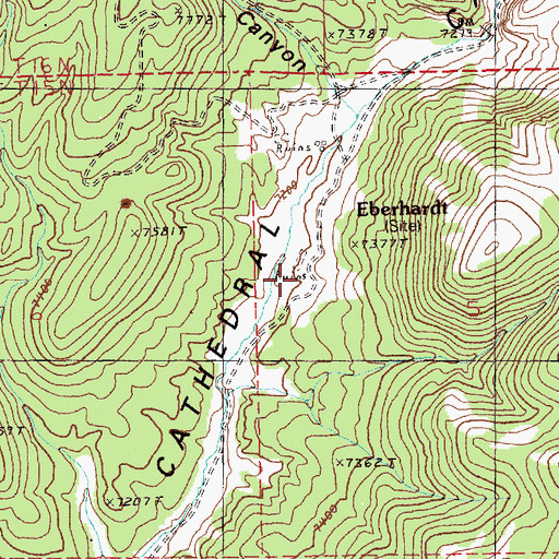 Topographic Map of Eberhardt, NV