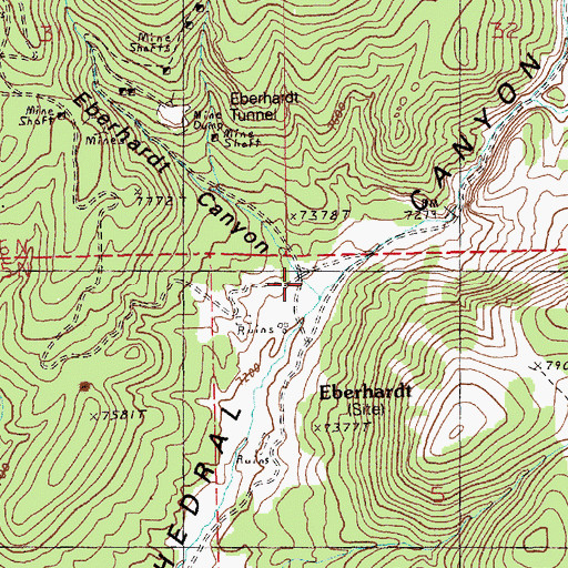 Topographic Map of Eberhardt Canyon, NV