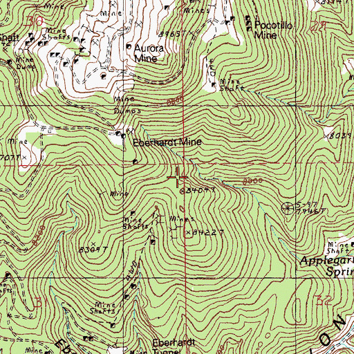 Topographic Map of Eberhardt Mine, NV