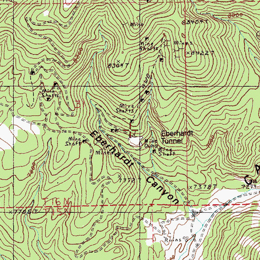Topographic Map of Eberhardt Tunnel, NV