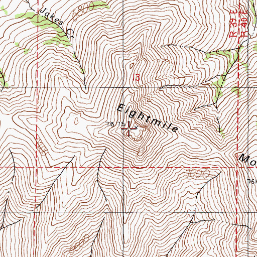 Topographic Map of Eightmile Mountain, NV