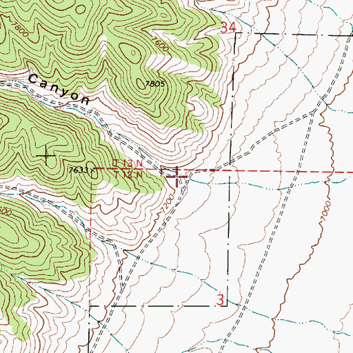 Topographic Map of Ella May Canyon, NV