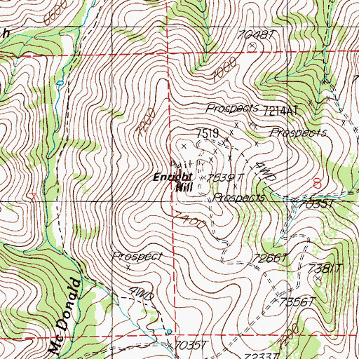 Topographic Map of Enright Hill, NV