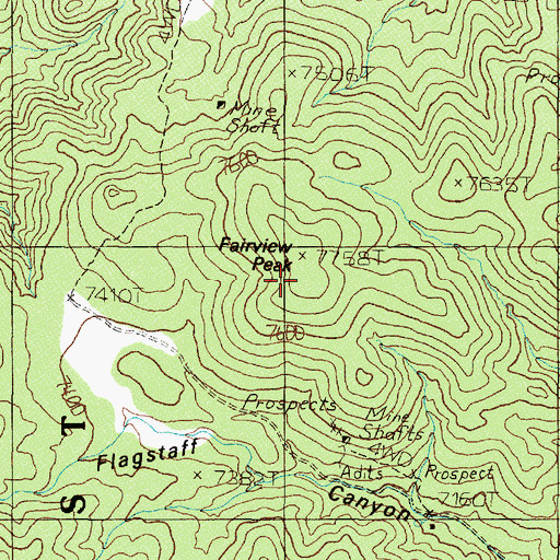 Topographic Map of Fairview Peak, NV