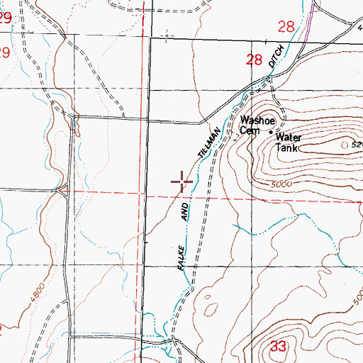 Topographic Map of Falke and Tillman Ditch, NV