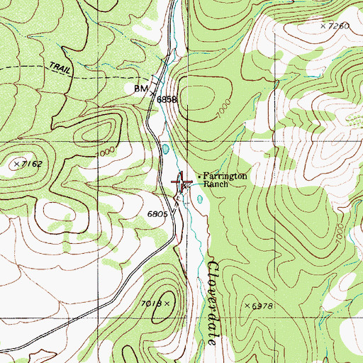 Topographic Map of Farrington Ranch, NV