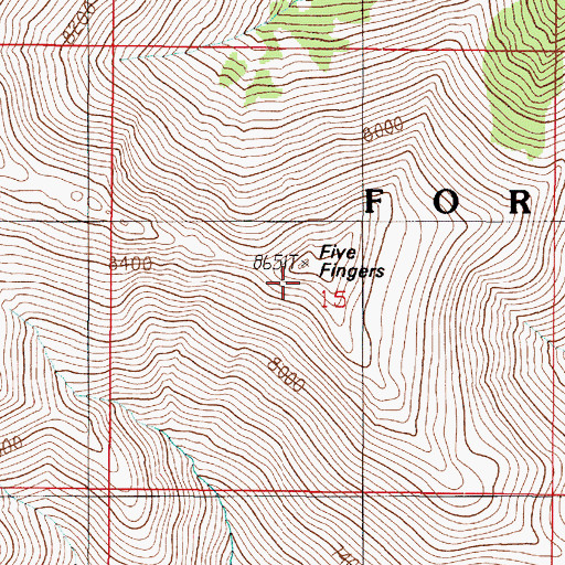 Topographic Map of Five Fingers, NV