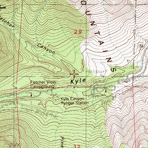 Topographic Map of Fletcher Canyon, NV