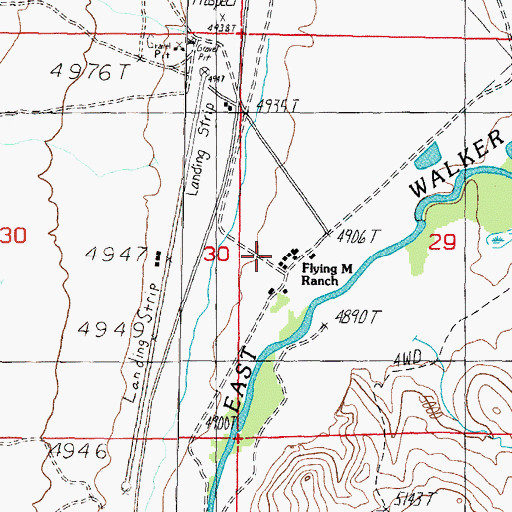 Topographic Map of Flying M Ranch, NV
