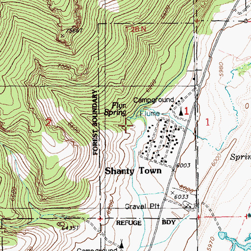Topographic Map of Flyn Spring, NV