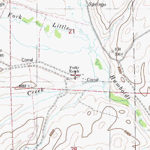 Topographic Map of Forks Ranch, NV