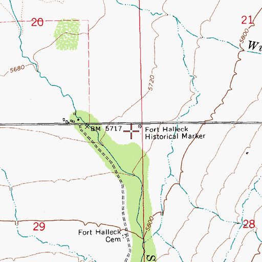 Topographic Map of Fort Halleck Historical Marker, NV