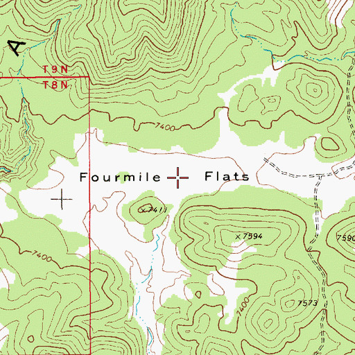 Topographic Map of Fourmile Flats, NV