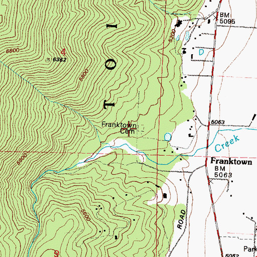 Topographic Map of Franktown Cemetery, NV