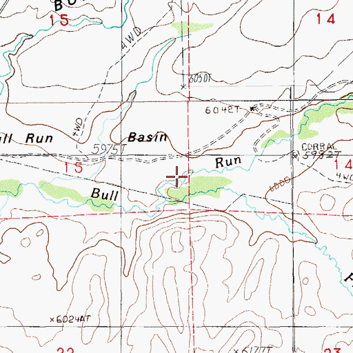 Topographic Map of Frost Creek, NV