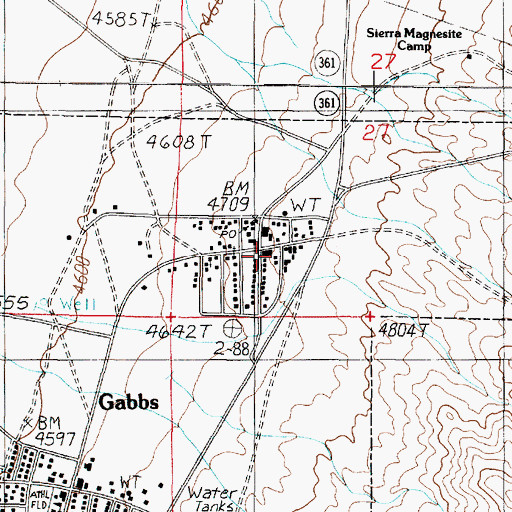 Topographic Map of Gabbs, NV