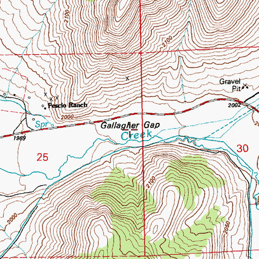 Topographic Map of Gallagher Gap, NV