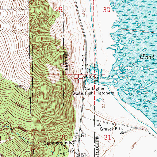 Topographic Map of Gallagher State Fish Hatchery, NV
