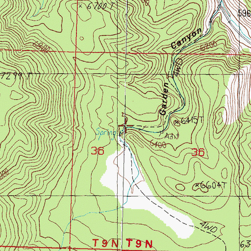 Topographic Map of Garden Canyon, NV