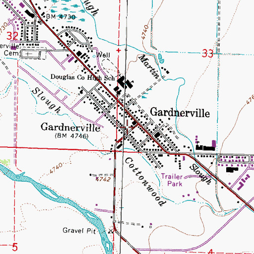 Topographic Map of Gardnerville, NV