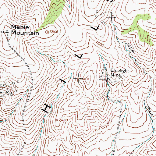 Topographic Map of Garfield Hills, NV