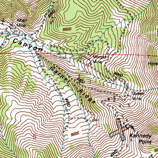 Topographic Map of Garner Ridge, NV