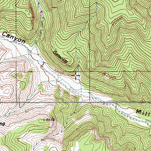 Topographic Map of Gatecliff, NV