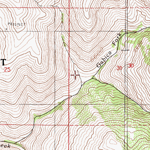 Topographic Map of Gabica Fork Willow Creek, NV