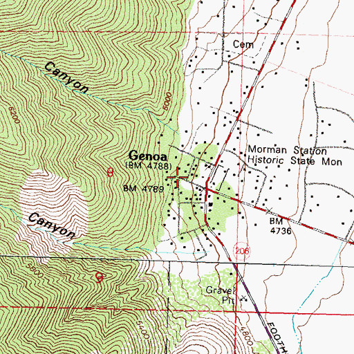 Topographic Map of Genoa, NV