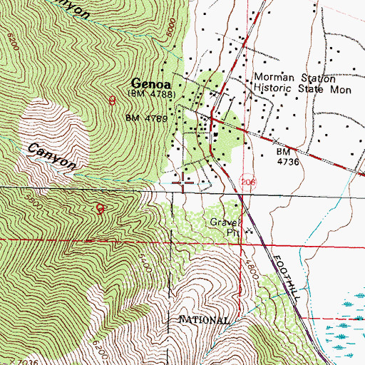 Topographic Map of Genoa Canyon, NV